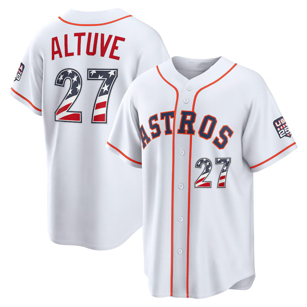 Baseball Jersey | Houston Astros #27 Jose Altuve USA 250 Fourth of July Home Stadium Jersey - White Puhics - image 1