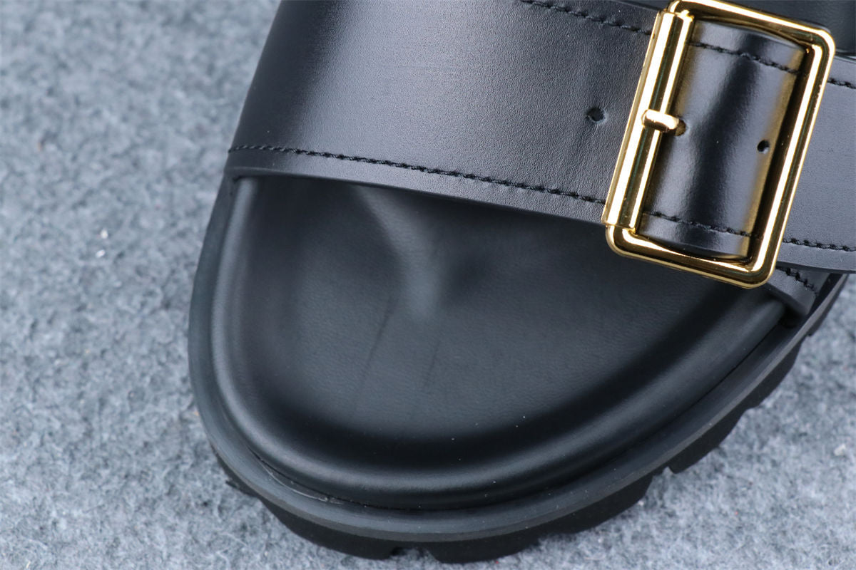 Prada Leather Dual-Buckle Slide Sandals - product view 4