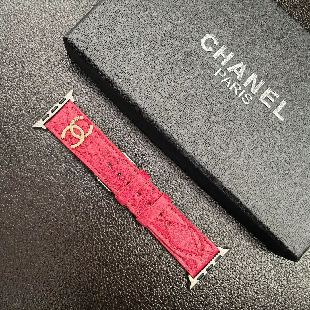 Gold Monogram 3D Embossed Leather Apple Watch Strap - product view 8
