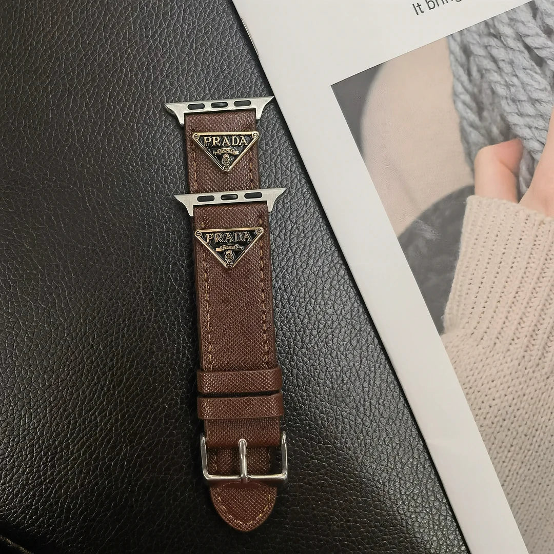 Double Triangle Monogram Label Leather Apple Watch Band - product view 20