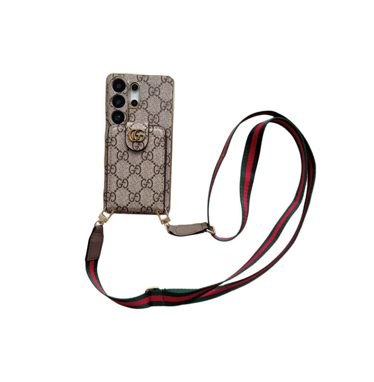 Monogram Crossbody Phone Case with Card Pocket and Shoulder Strap - product view 5