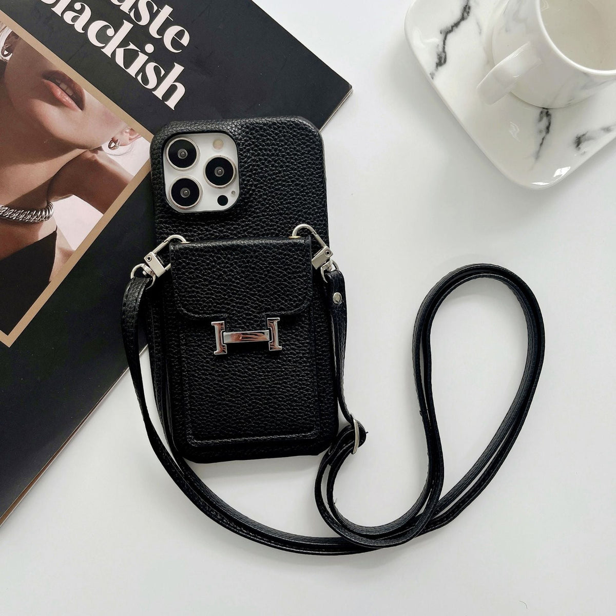 H Card Holder Leather Chain iPhone Case - product view 14