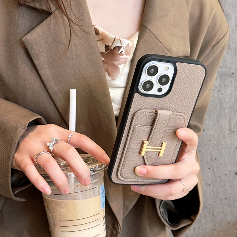 H Card Holder Leather iPhone Case - product view 10