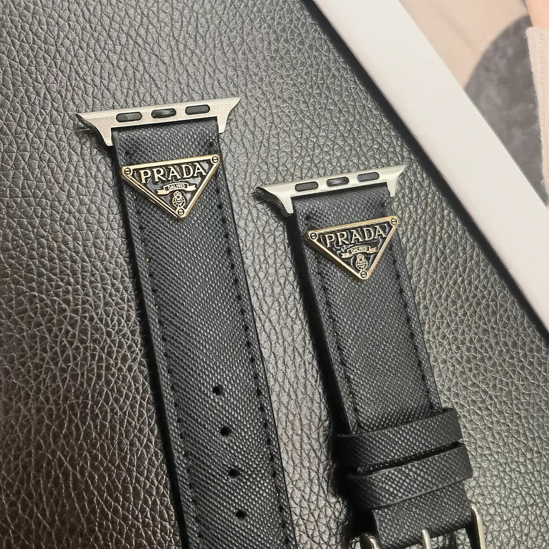 Double Triangle Monogram Label Leather Apple Watch Band - product view 17