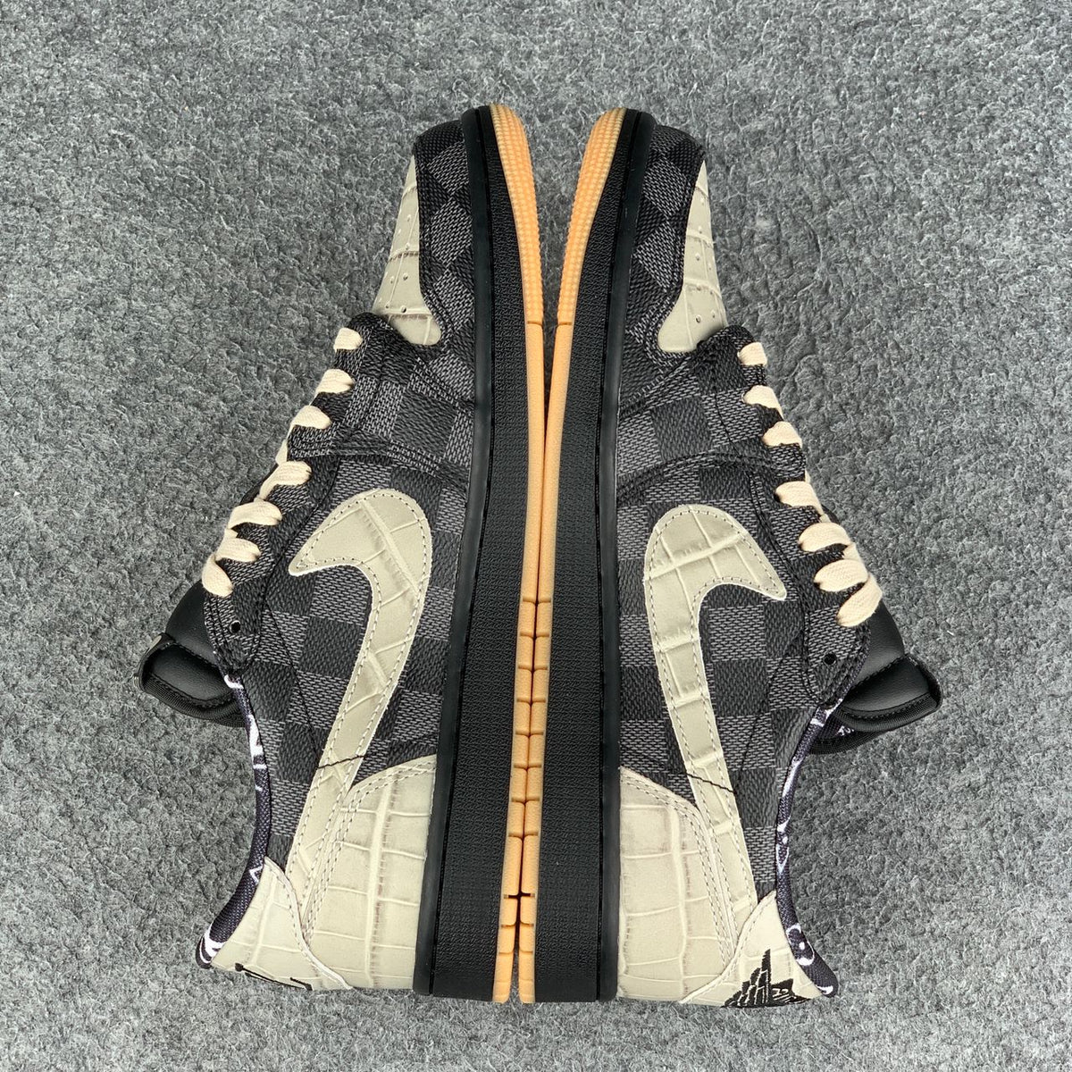 Custom Air Jordan 1 Low LV OG "Crocodile/Shadow" Sneakers - product view 4