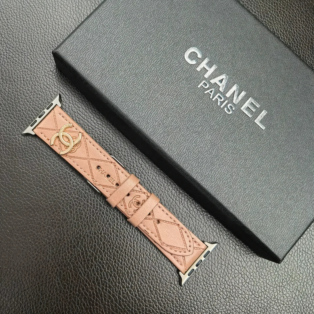 Gold Monogram 3D Embossed Leather Apple Watch Strap - product view 11
