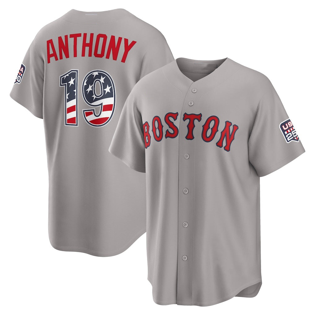 Baseball Jersey | Boston Red Sox #19 Roman Anthony USA 250 Fourth of July Road Stadium Jersey - Gray Puhics - image 1