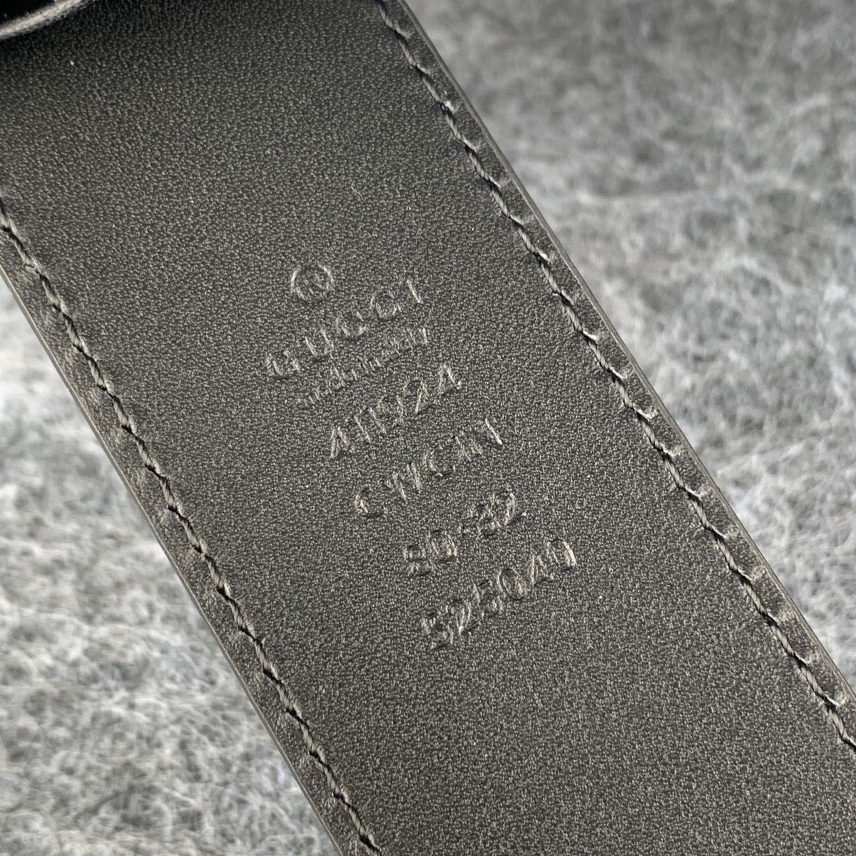 Double G Textured Leather Belt with Antique Brass Buckle, 1.5" Width 'Black' - product view 5