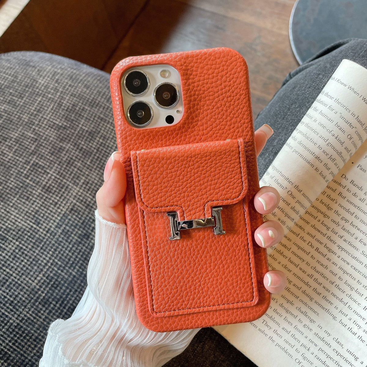 H Card Holder Leather iPhone Case - product view 21