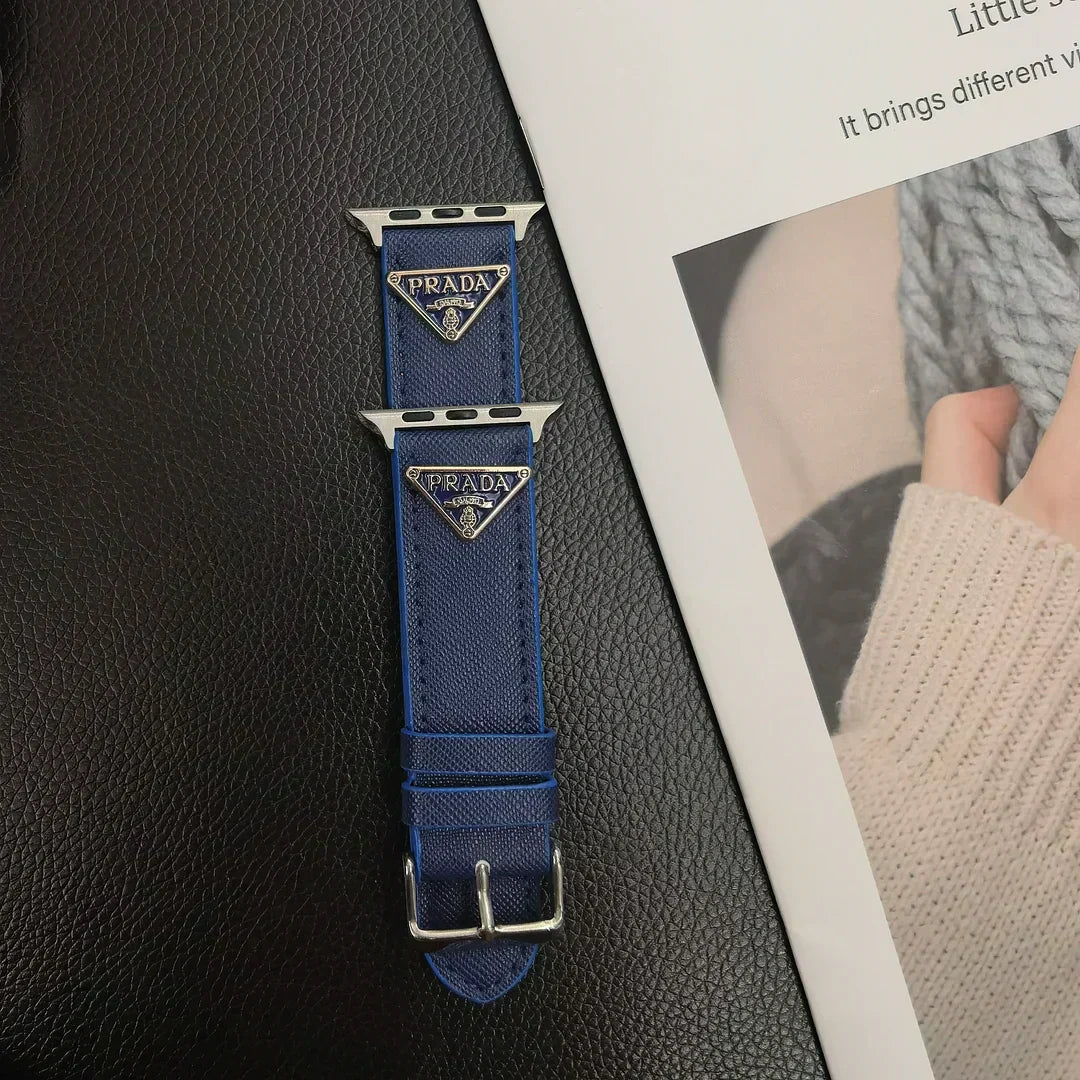 Double Triangle Monogram Label Leather Apple Watch Band - product view 11