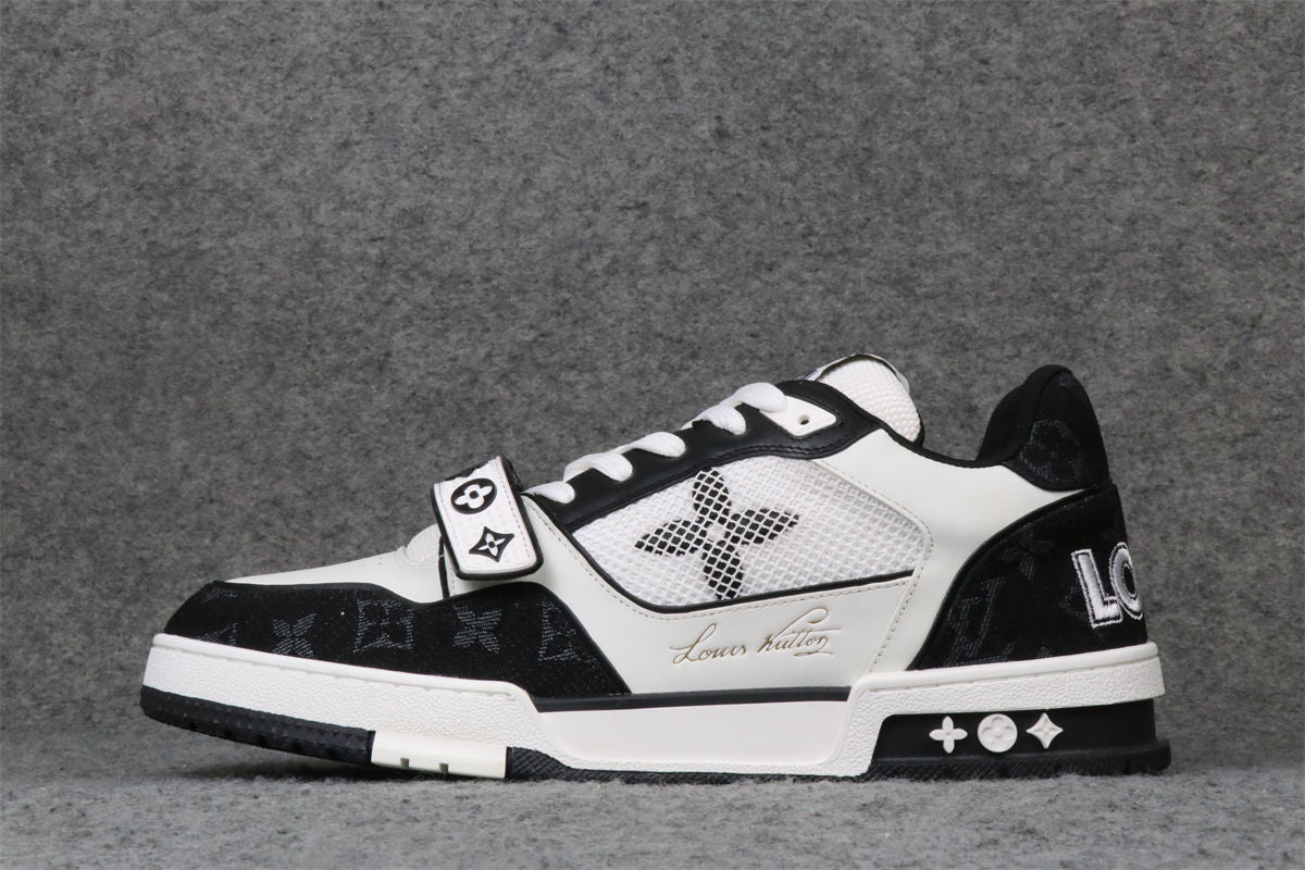 LV Trainer Low Sneakers 'Velcro Strap - Black Monogram Denim' - product view 1