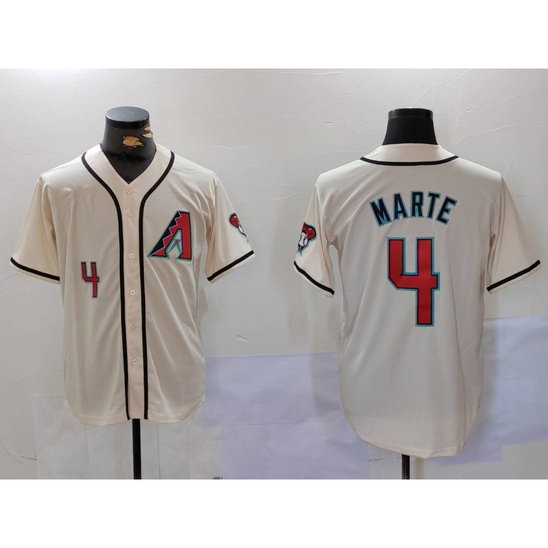 Baseball Jersey | Arizona Diamondback #4 Ketel Marte Number Cream Limited Stitched - image 1