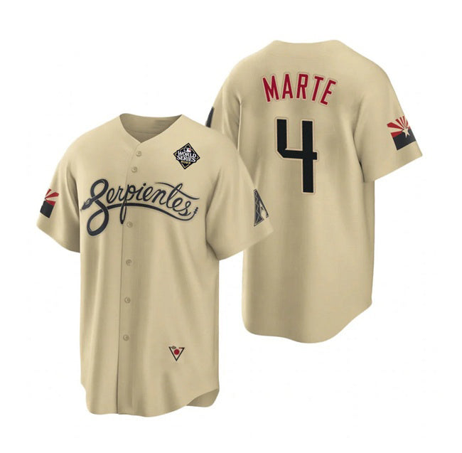Baseball Jersey | Arizona Diamondbacks #4 Ketel Marte Gold 2023 World Series City Connect Stitched - image 1