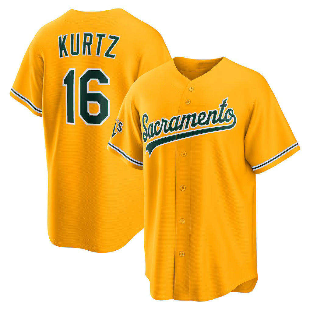 Baseball Jersey | Athletics #16 Nick Kurtz Gold Alternate Stadium Jersey - image 1