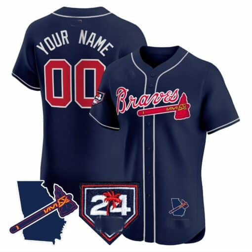 Baseball Jersey | Atlanta Braves 2024 Spring Training & Georgia Patch Custom Jersey –Navy - image 1
