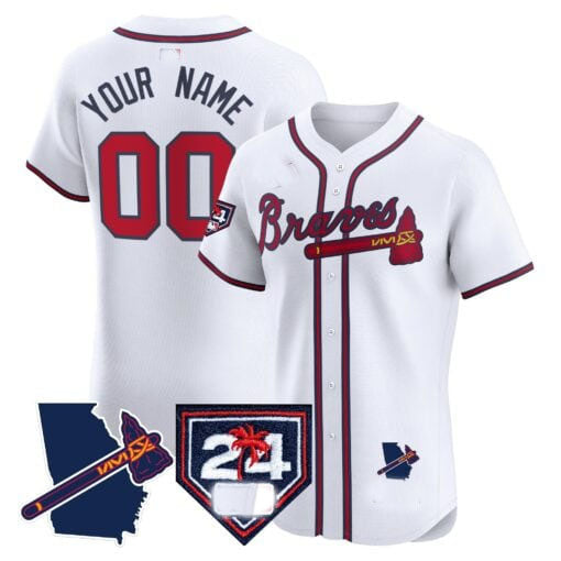 Baseball Jersey | Atlanta Braves 2024 Spring Training & Georgia Patch Custom Jersey â€?White - image 1