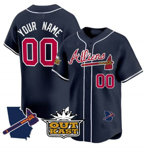 Baseball Jersey | Atlanta Braves Atliens Limited Custom Jersey V2 â€?Navy - image 1