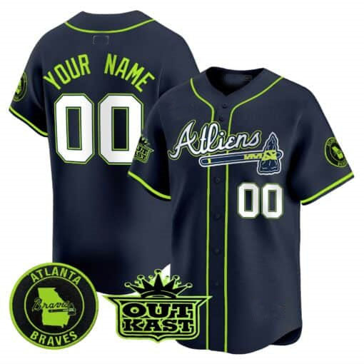 Baseball Jersey | Atlanta Braves Atliens Limited Custom Jersey â€?All Stitched-Navy - image 1