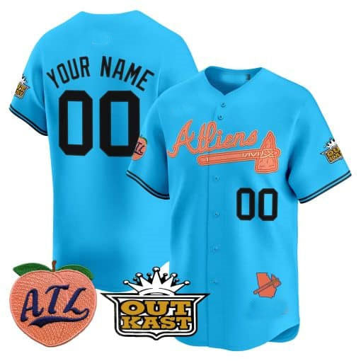 Baseball Jersey | Atlanta Braves Atliens & Peach Limited Custom Jersey –Blue - image 1