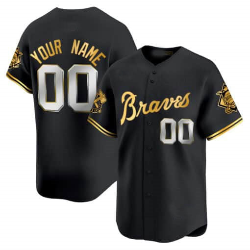 Baseball Jersey | Atlanta Braves Peaches nâ€?Cream Limited Custom Jersey â€?Black Gold - image 1