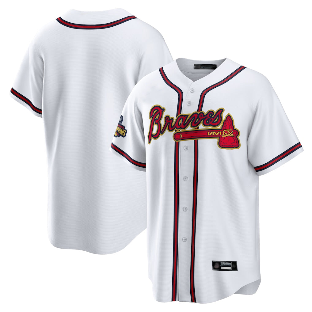 Baseball Jersey | Atlanta Braves White Gold Home Game Blank Player Stitched - image 1
