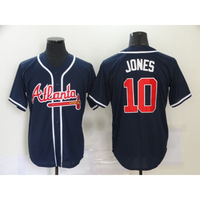 Baseball Jersey | Atlanta Braves #10 Chipper Jones Navy Blue Stitched Cool - image 1
