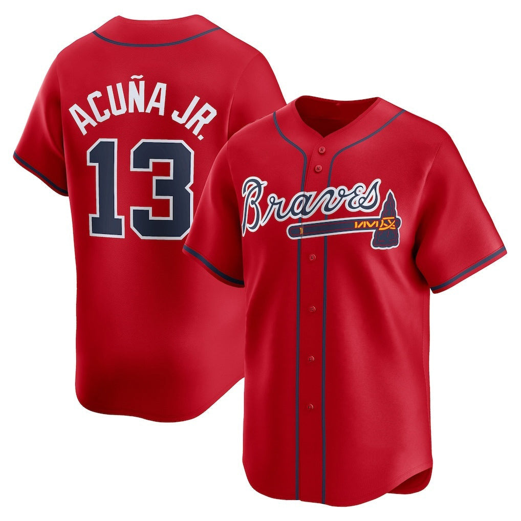 Baseball Jersey | Atlanta Braves #13 Ronald Acuña Jr. Red Alternate Limited Player - image 1
