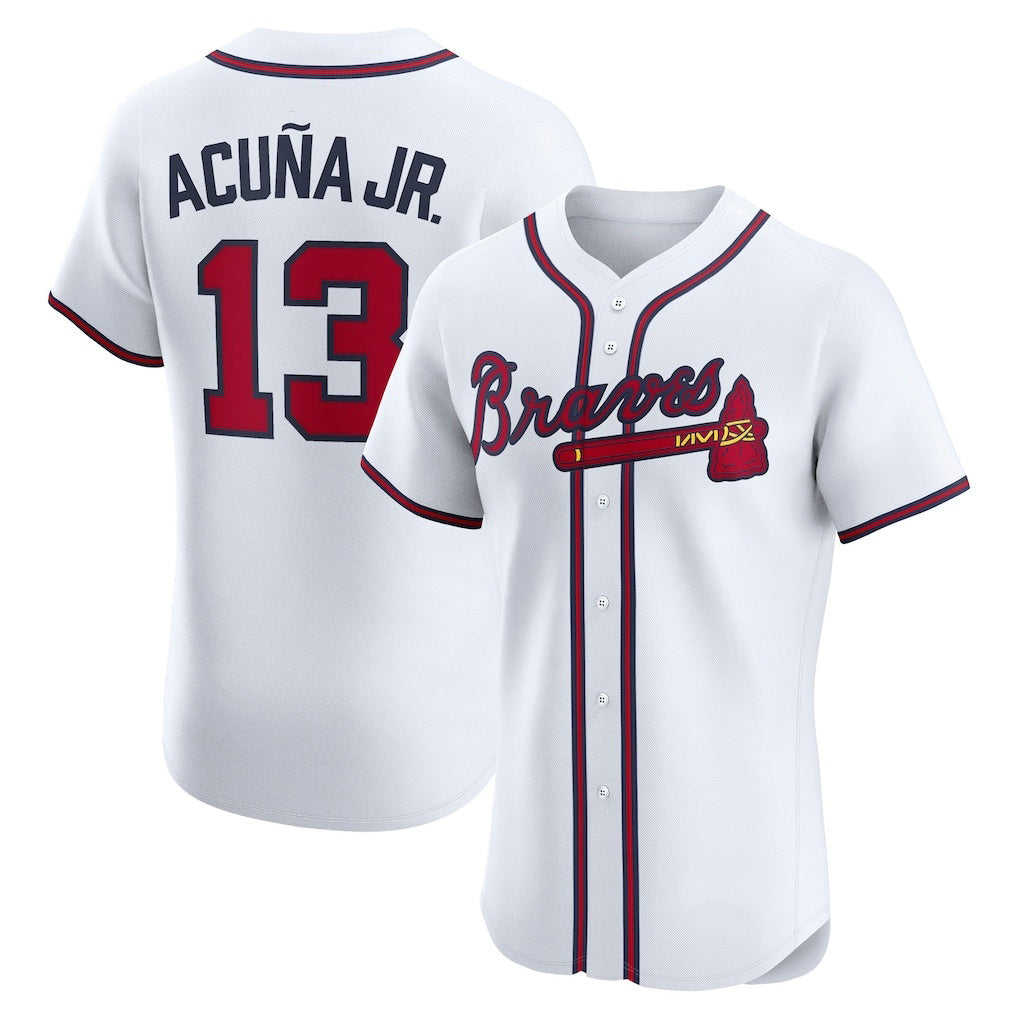Baseball Jersey | Atlanta Braves #13 Ronald Acuña Jr. White Home Player - image 1