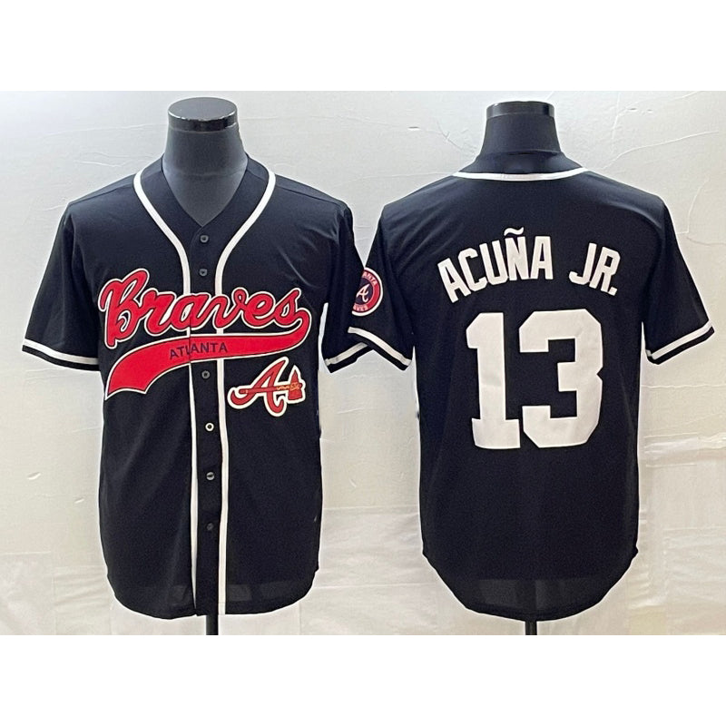 Baseball Jersey | Atlanta Braves #13 Ronald Acuna Jr Black Stitched - image 1