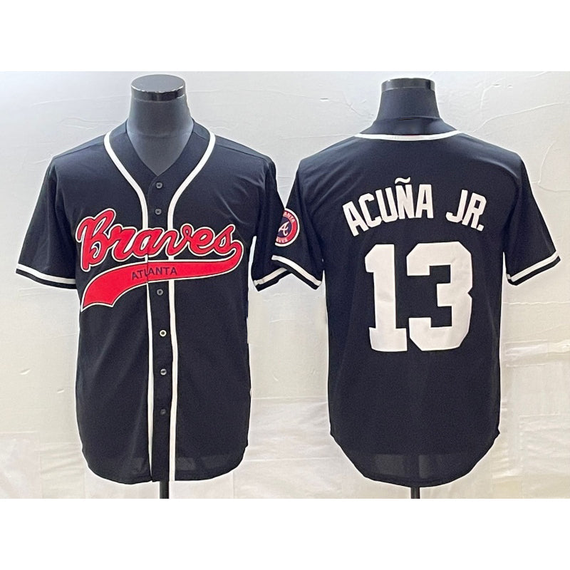 Baseball Jersey | Atlanta Braves #13 Ronald Acuna Jr Black Stitched - image 1