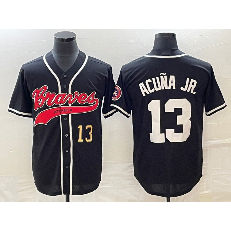 Baseball Jersey | Atlanta Braves #13 Ronald Acuna Jr Number Black Stitched - image 1