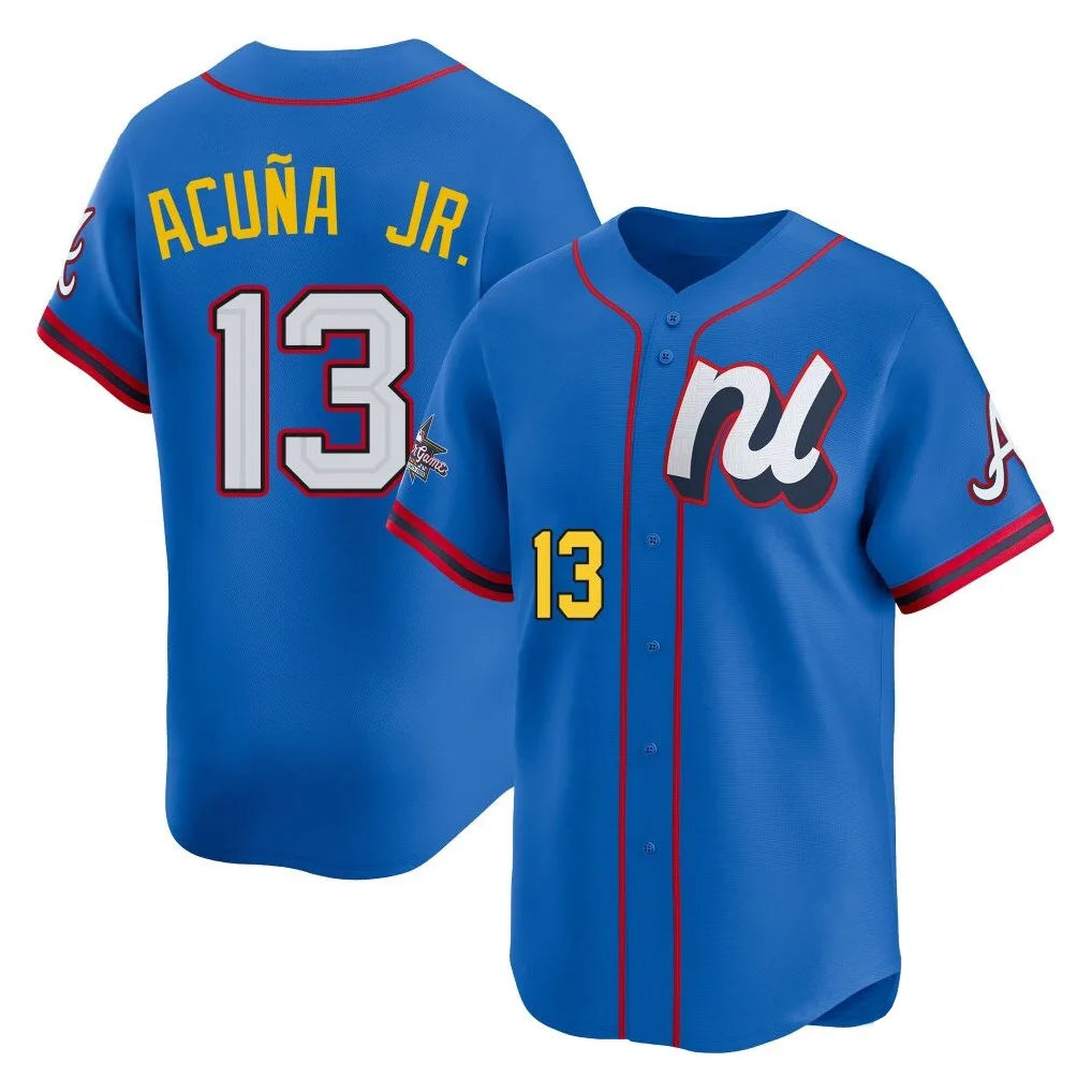 Baseball Jersey | Atlanta Braves #13 Ronald Acuna Jr Player Royal National League All-Star Edition Game Stitched - image 1