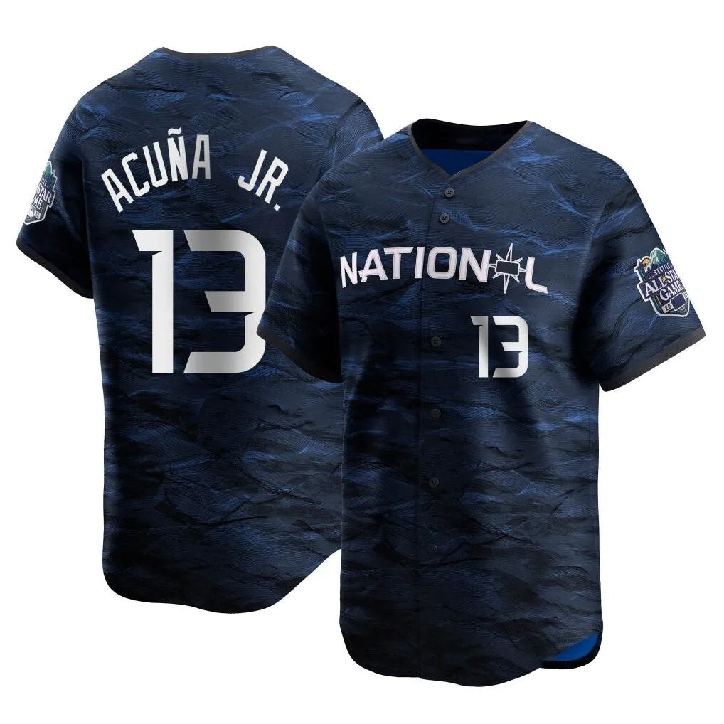 Baseball Jersey | Atlanta Braves #13 Ronald Acuna Jr Player Royal National League All-Star Limited Game Stitched - image 1