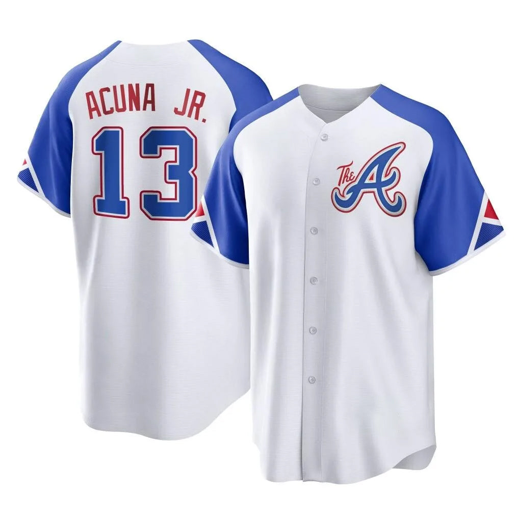 Baseball Jersey | Atlanta Braves #13 Ronald Acuna Jr Player White City Connect Home Game Stitched - image 1