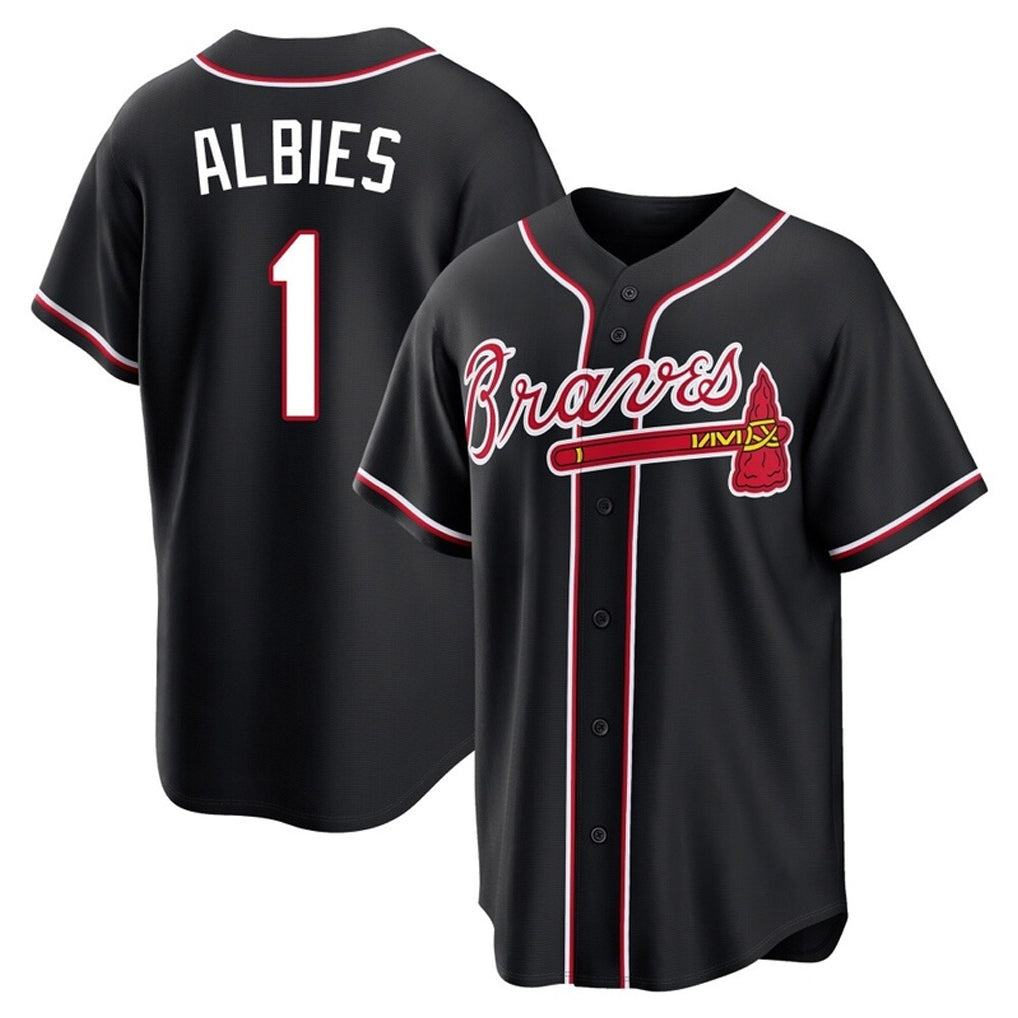 Baseball Jersey | Atlanta Braves #1 Ozzie Albies Player Black Fashion Out Game Stitched - image 1