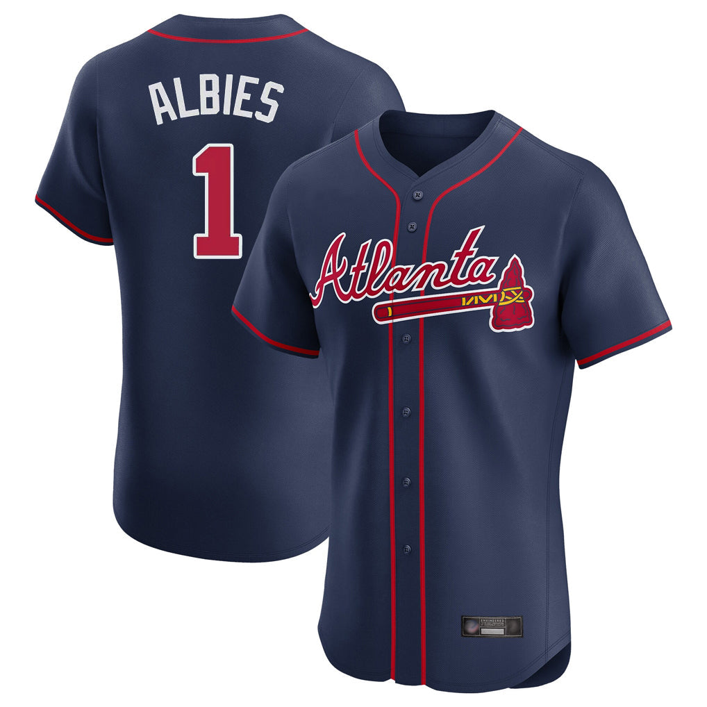 Baseball Jersey | Atlanta Braves #1 Ozzie Albies Player Navy Limited Home Game Stitched - image 1