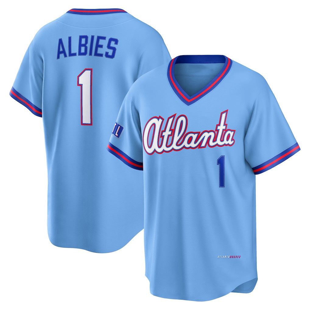Baseball Jersey | Atlanta Braves #1 Ozzie Albies Powder Blue 2026 City Connect Stadium - image 1