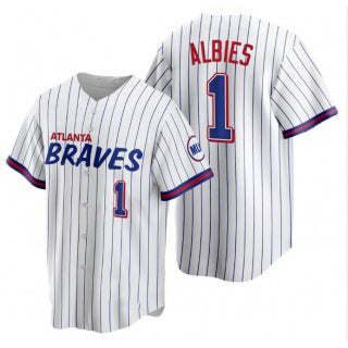 Baseball Jersey | Atlanta Braves #1 Ozzie Albies White 2021 City Connect Stitched - image 1