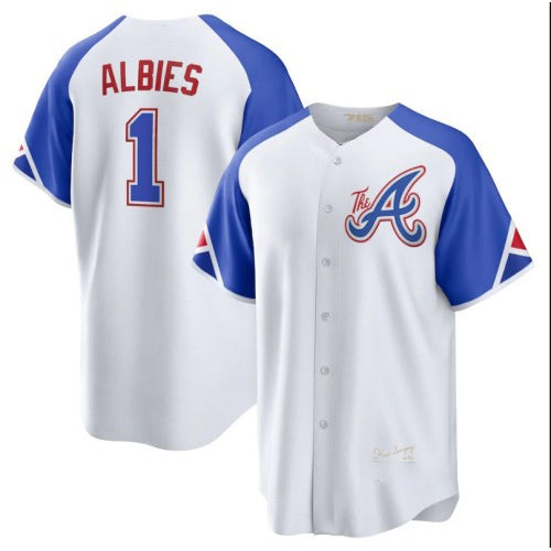 Baseball Jersey | Atlanta Braves #1 Ozzie Albies White 2023 City Connect Stitched - image 1