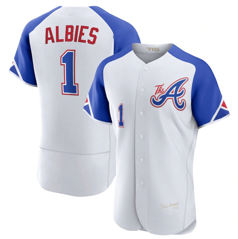 Baseball Jersey | Atlanta Braves #1 Ozzie Albies White 2023 City Connect Stitched - image 1