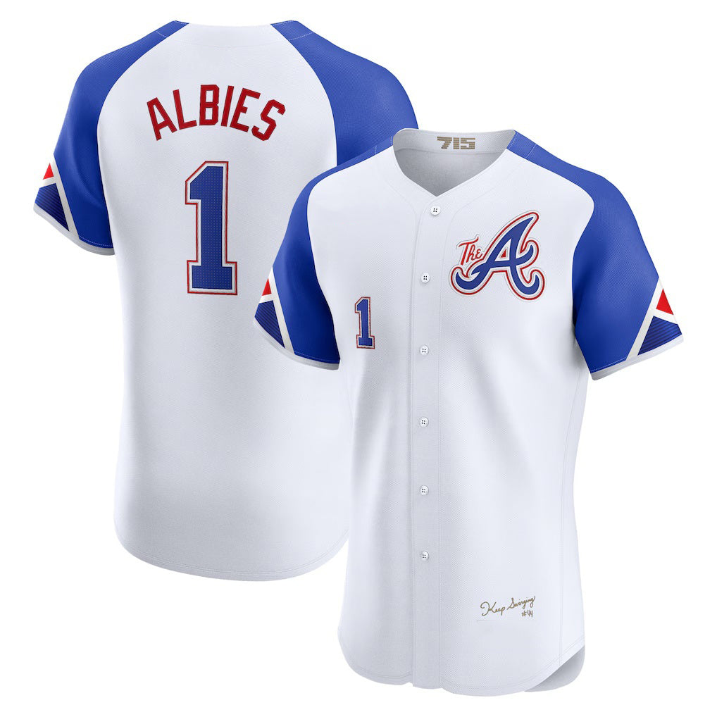 Baseball Jersey | Atlanta Braves #1 Ozzie Albies White City Connect Player - image 1