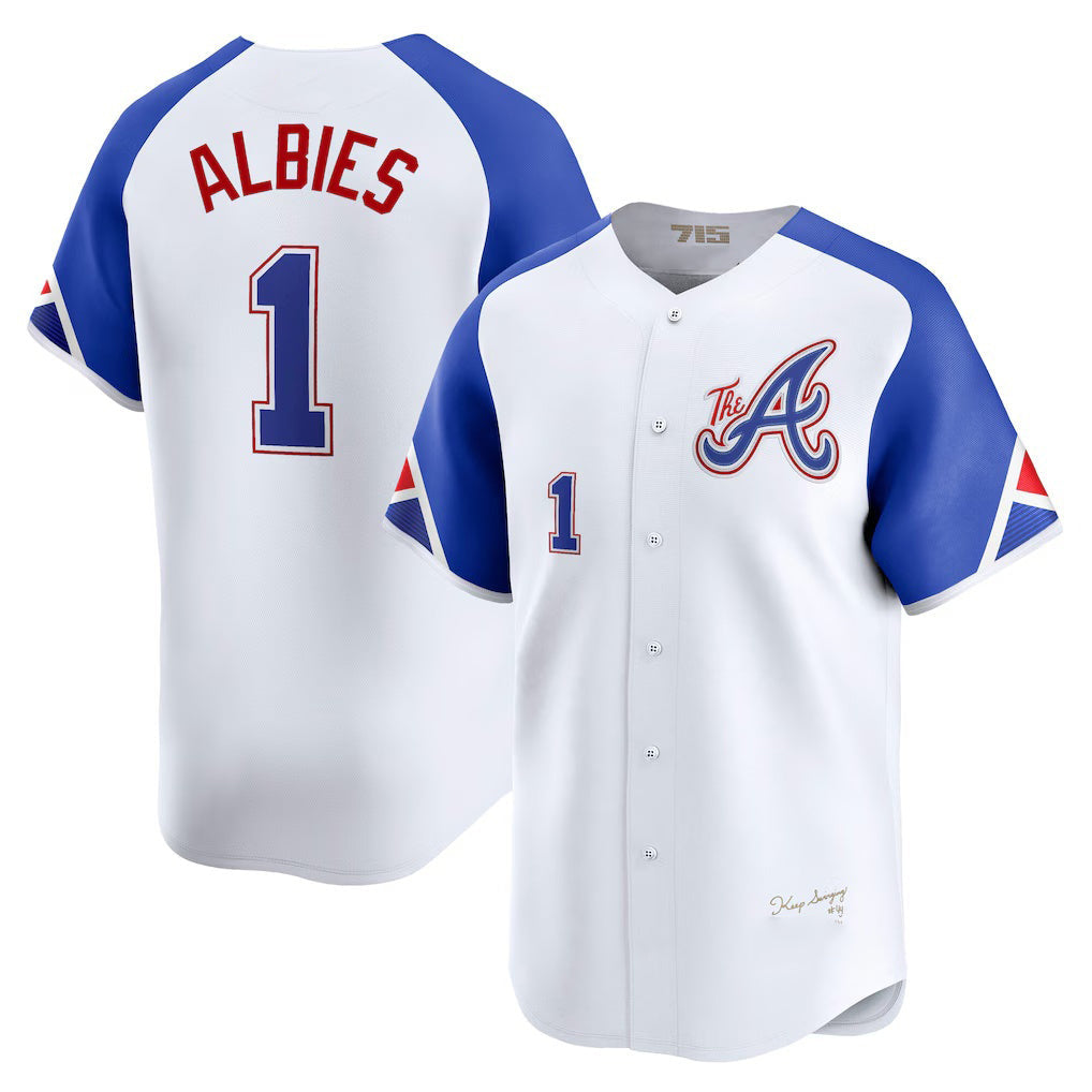 Baseball Jersey | Atlanta Braves #1 Ozzie Albies White City Connect Limited Player - image 1