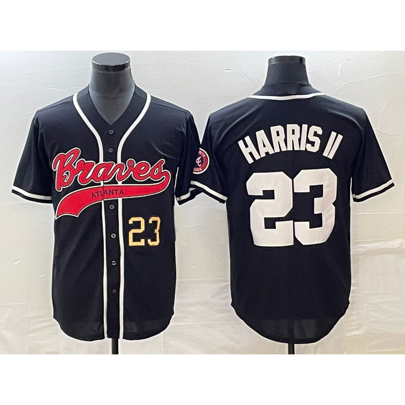 Baseball Jersey | Atlanta Braves #23 Michael Harris II Number Black Stitched - image 1