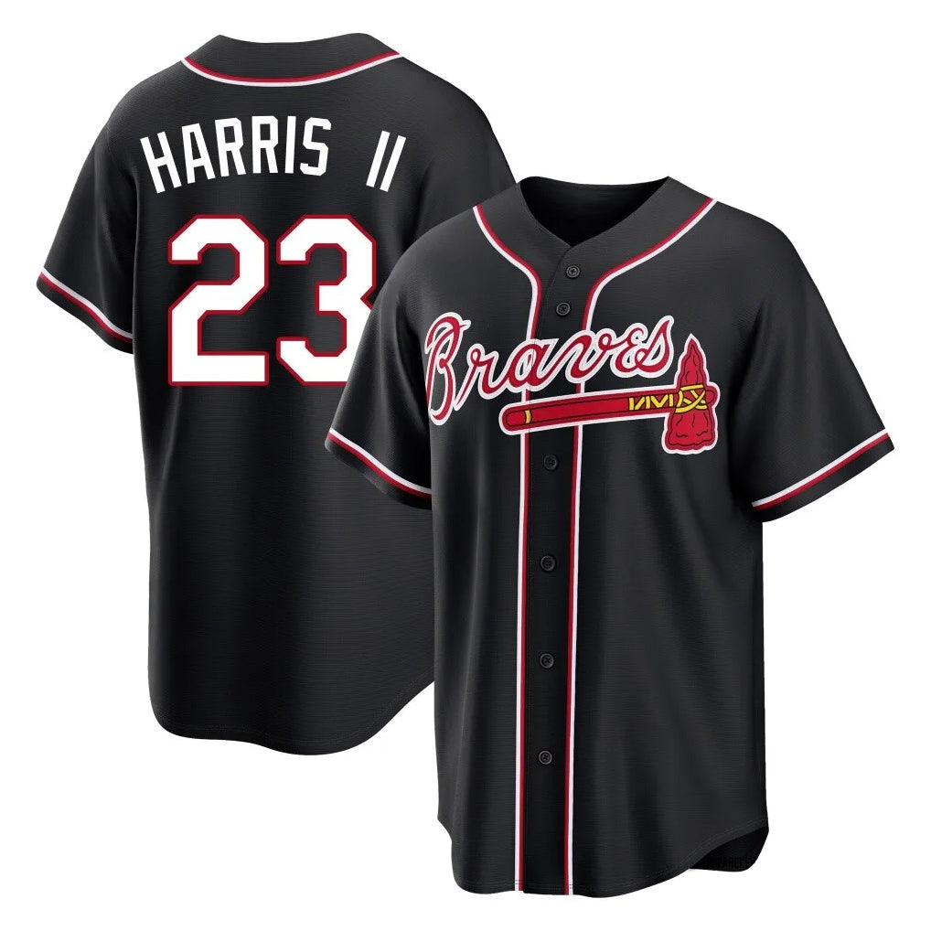 Baseball Jersey | Atlanta Braves #23 Michael Harris II Player Black Fashion Out Game Stitched - image 1