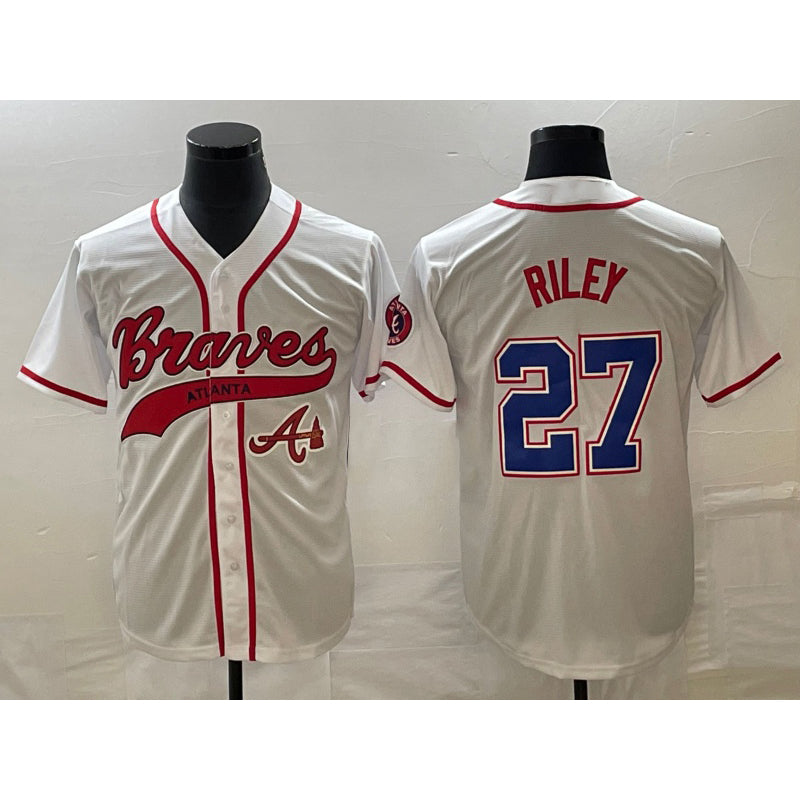 Baseball Jersey | Atlanta Braves #27 Austin Riley White With Patch Stitched - image 1