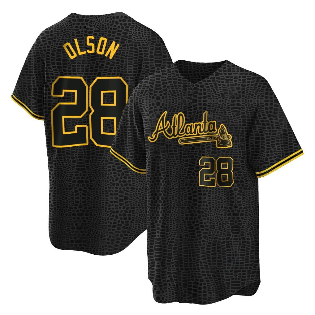 Baseball Jersey | Atlanta Braves #28 Matt Olson Player Black Snake Skin City Home Game Stitched - image 1