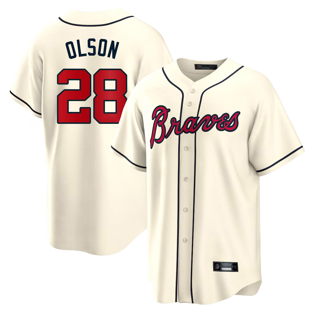 Baseball Jersey | Atlanta Braves #28 Matt Olson Player Cream Home Game Stitched - image 1