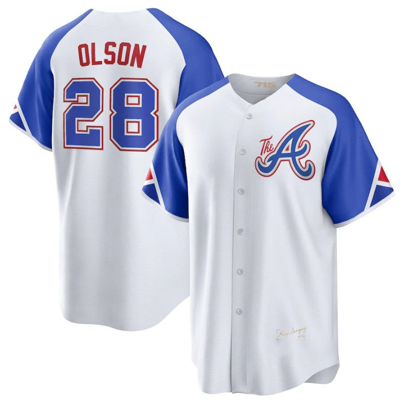 Baseball Jersey | Atlanta Braves #28 Matt Olson White 2023 City Connect Stitched - image 1