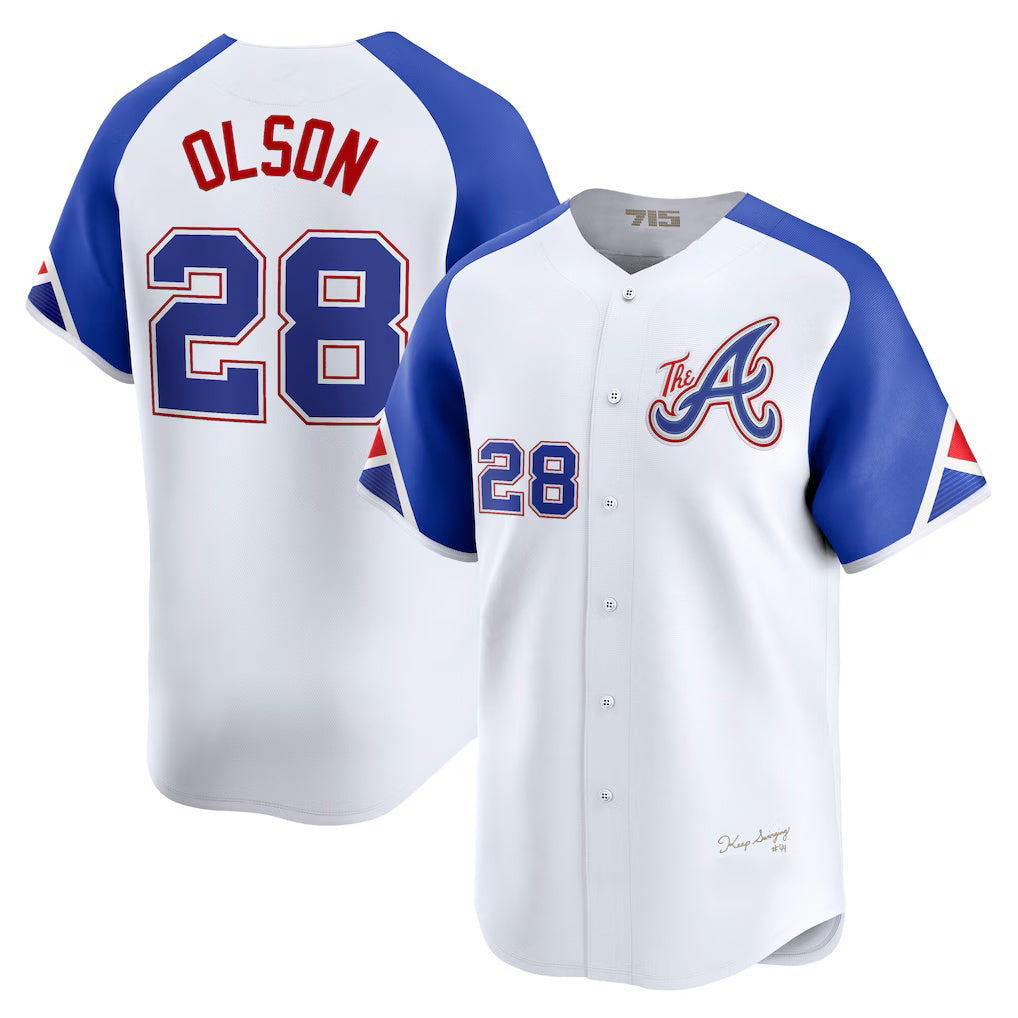 Baseball Jersey | Atlanta Braves #28 Matt Olson White City Connect Limited Player - image 1