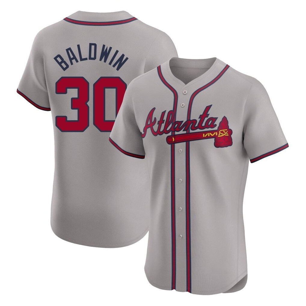 Baseball Jersey | Atlanta Braves #30 Drake Baldwin Player Gray Limited Home Game Stitched - image 1